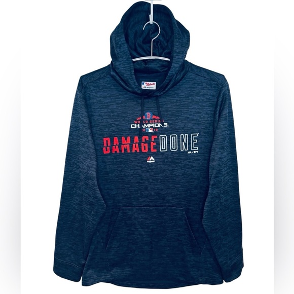 NWT BOSTON WORLD SERIES CHAMPIONS 2018 DAMAGE DONE MAJESTIC HOODIE, Size S - Picture 1 of 11